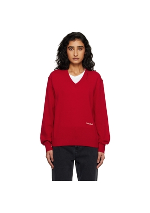 Dunst Red Soft V-Neck Sweater