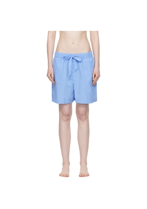 Tekla Blue Poplin Pyjama Shorts