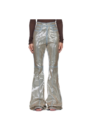 Rick Owens Blue & Beige Temple Bolan Bootcut Jeans