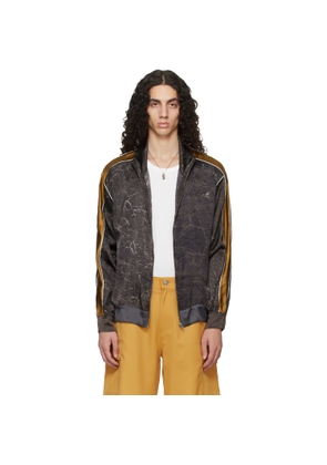 Serapis Brown Satin Silk Football Track Jacket