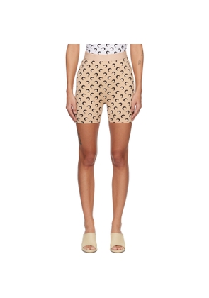 Marine Serre Beige Recycled Moon Jersey Mini Shorts