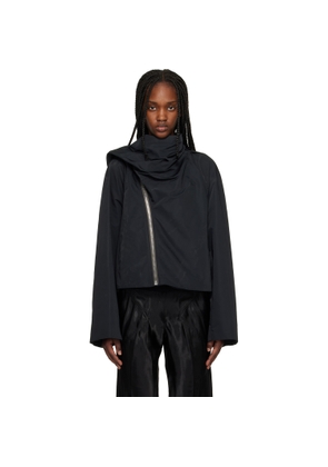 Rick Owens Black Temple Cropped Scarf Flight Jacket
