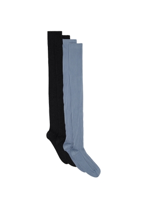 Baserange Two-Pack Black & Blue Cotton Rib Overknee Socks