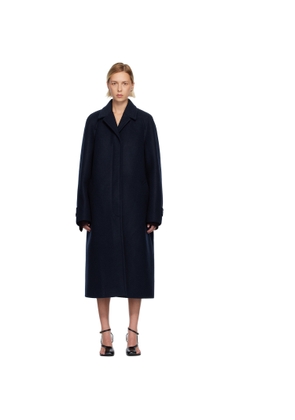 Dries Van Noten Navy Notched Lapel Coat