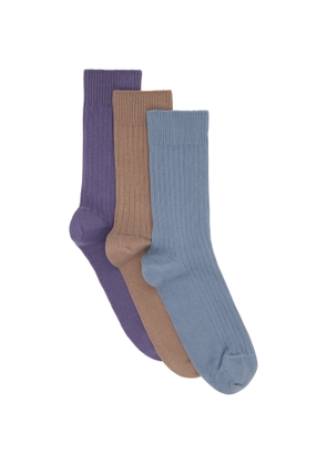 Baserange Three-Pack Multicolor Cotton Rib Overankle Socks