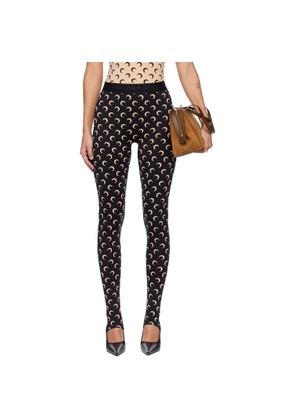 Marine Serre Black Recycled Moon Jersey Stirrup Leggings