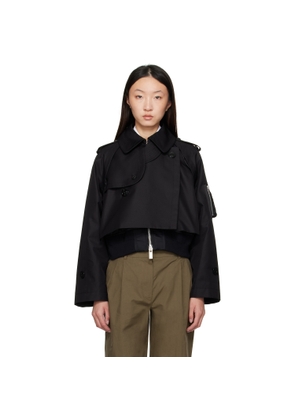 sacai Black Cotton Gabardine x Nylon Twill Jacket