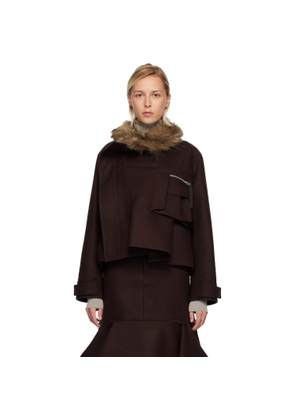 sacai Brown Wool Melton Blouson Jacket