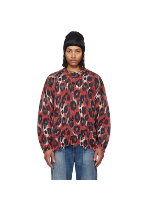 R13 Red & Black Printed Oversized Sweater