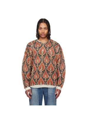 R13 Orange & Black Printed Oversized Sweater