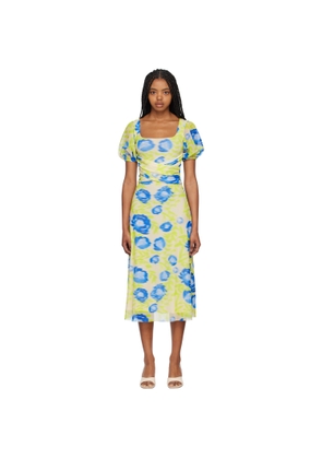 GANNI Green & Blue Printed Midi Dress