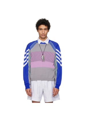 Kiko Kostadinov Gray & Blue Gizi Panelled Sweater