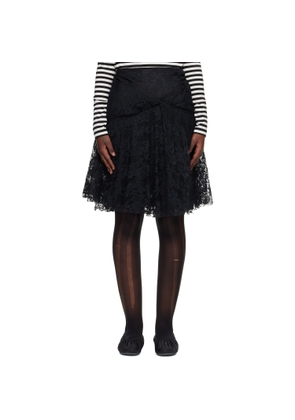 Junya Watanabe Black Nylon Raschel Lace Midi Skirt
