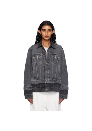Stella McCartney Black Tonal Panelled Denim Jacket