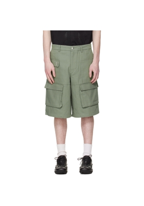 HELIOT EMIL Green Cellulae Cargo Shorts