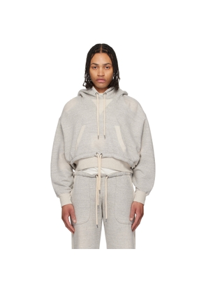 R13 Gray Cinched Hem Popover Hoodie
