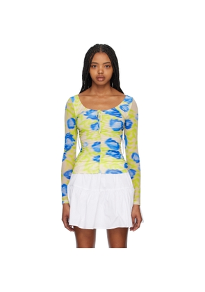 GANNI Green & Blue Printed Long Sleeve Blouse