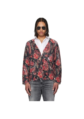 R13 Black & Red Printed Boyfriend Cardigan