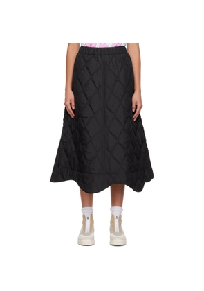 GANNI Black Quilted Midi Skirt
