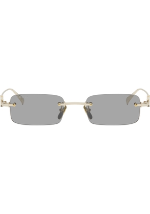 Gucci Gold 'Gucci' Block Rectangular Sunglasses