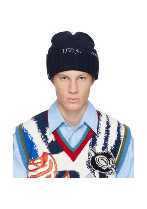 Marni Navy Wool-Cashmere Beanie