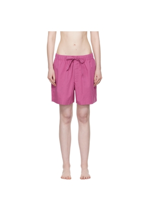 Tekla Purple Poplin Pyjama Shorts