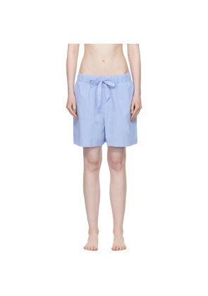 Tekla Blue Poplin Pyjama Shorts