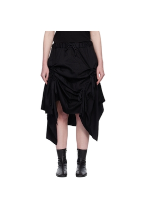 YOHJI YAMAMOTO Black Gathered Denim Midi Skirt