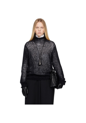 YOHJI YAMAMOTO Black Summer Knit High Neck Sweater