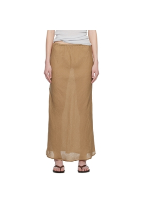 Baserange Tan Fine Linen Dydine Maxi Skirt