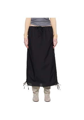 Baserange Black Pictorial Strap Midi Skirt