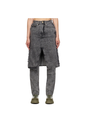 GANNI Gray Layered Jeans