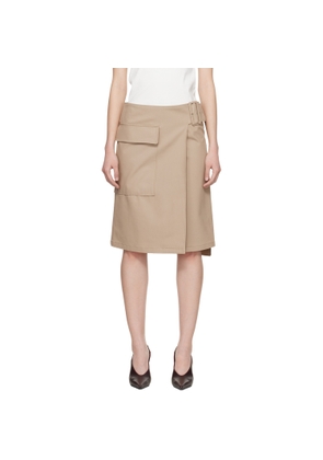 Courrèges Beige Utility Buckle Cotton Midi Skirt