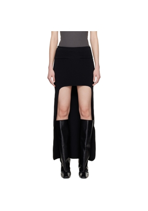 Courrèges Black Circle Edged Long Knit Midi Skirt