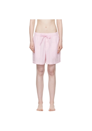 Tekla Pink Poplin Pyjama Shorts
