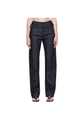 Mugler Indigo Laced-Up Straight Jeans