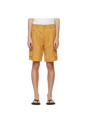 Serapis Yellow Riveted Linen Cargo Shorts