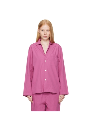 Tekla Purple Poplin Long-Sleeved Pyjama Shirt
