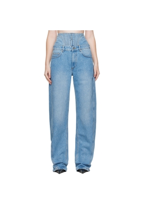 Mugler Blue High-Waisted Corset Jeans