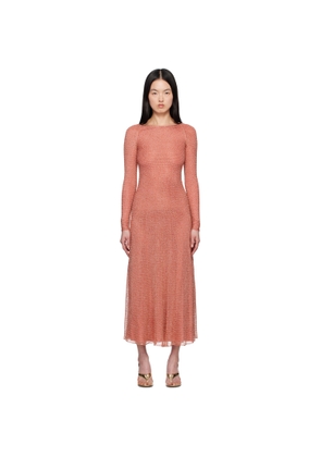 ALAÏA Pink Mesh Knit Maxi Dress