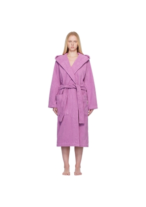 Tekla Pink Terry Hooded Bathrobe