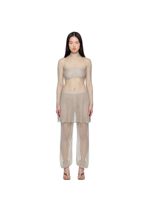 ALAÏA Silver Mesh Knit Midi Dress