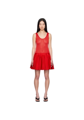 ALAÏA Red Knit Godet Minidress