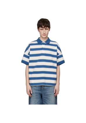 Rhude Blue & Off-White Fontaine Striped SS Polo
