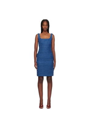 Versace Blue Scoop-Neck Fitted Denim Minidress