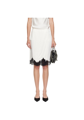 Stella McCartney Off-White Lace Satin Midi Skirt