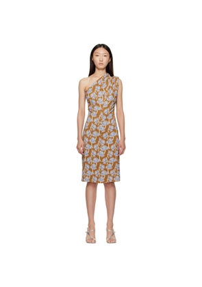 Versace Multicolor Poppies One-Shoulder Midi Dress