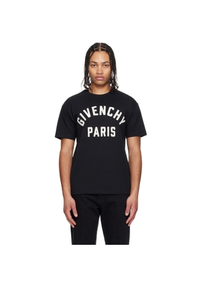 Givenchy Black Cotton 'GIVENCHY Paris' Embroidery T-shirt