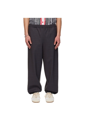 Moschino Gray & Navy Logo Tape Trousers