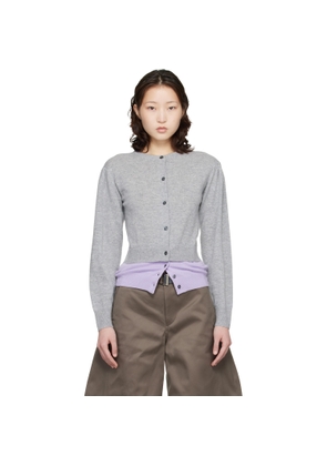 Meryll Rogge Gray & Purple Crew Neck Double Cardigan